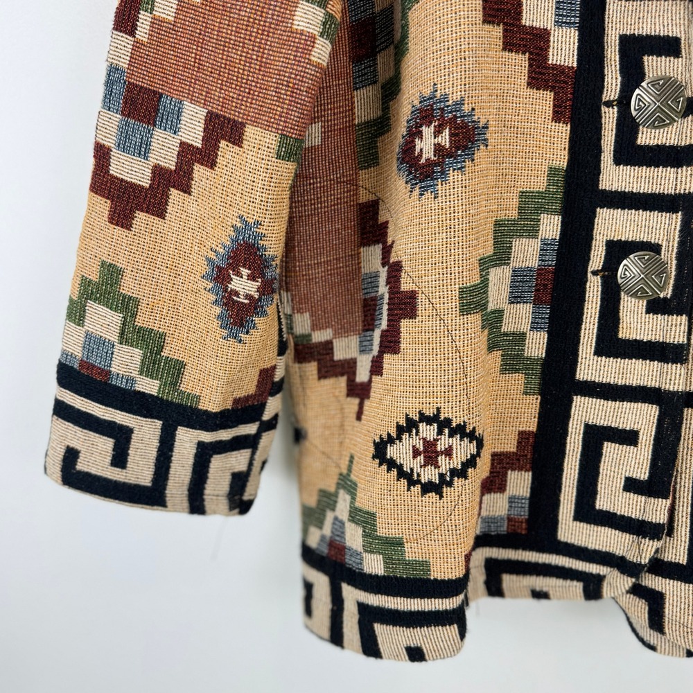 VTG! Its Outta The Bag Unge Potch Ket Tapestry Navajo Southwest Jacket M USA - Picture 15 of 15